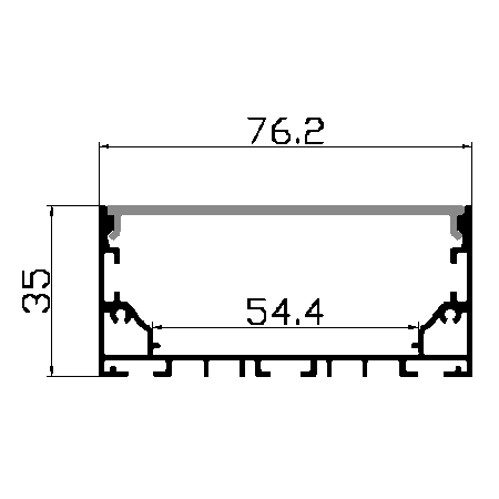 PXG-7635-M Surface Mounted Aluminum Channel Profile For Led Strips