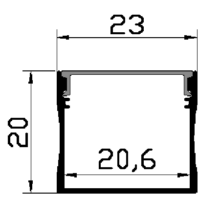 PXG-2320-M Led带表面安装铝通道型材