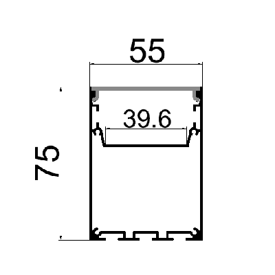 PXG-5575-M Surface Mounted Aluminum Channel Profile For Led Strips
