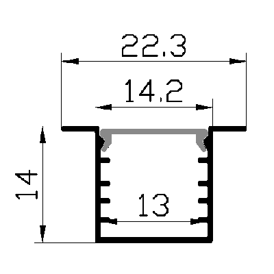 PXG-1414-A Conceal Mounted Aluminum Channel Profile For Led Strips