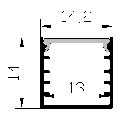 PXG-1414-MSurface Mounted Aluminum Channel Profile For Led Strips