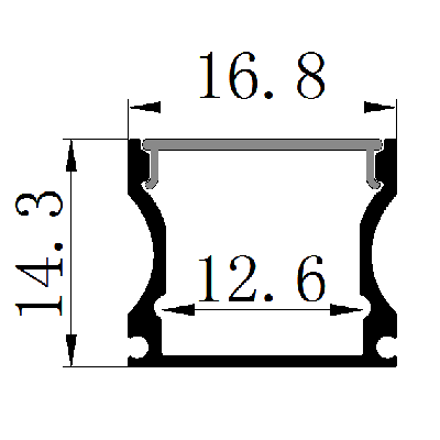 PXG-1202 Surface Mounted Aluminum Channel Profile For Led Strips