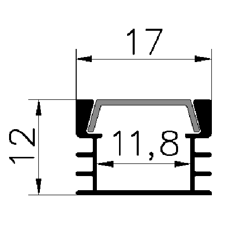 PXG-1204-M Led带表面安装铝通道型材