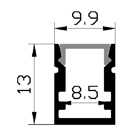 PXG-103BM Surface Mounted Aluminum Channel Profile For Led Strips